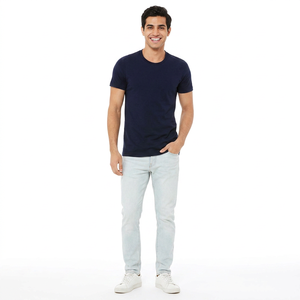 Camiseta Promocional Transpirable 100% Algodón al por Mayor, Personaliza con tu Propio Logotipo, Impresión o Bordado, Camiseta Azul Marino para Hombre - Product Image 1