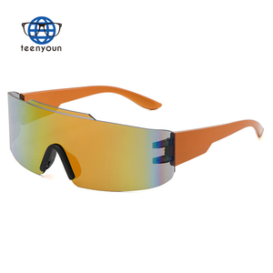 Teenyoun Y2K Rimless Futuristic Glasses Punk One Piece Sports Shades <strong>Wrap</strong> <strong>Around</strong> <strong>Sunglasses</strong> <strong>Women</strong> Mirror Sun Glasses Men Uv400 - Product Image 4