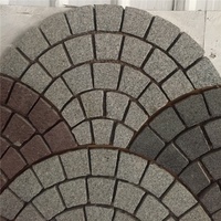 Pavé en granit moderne à finition flamme, motif maille, couleur pierre dorée - Durable et écologique, garantie à vie