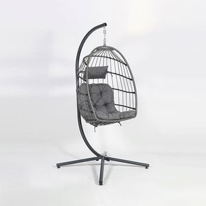 Fauteuil suspendu moderne pliable en rotin pour patio, jardin, chambre, hôtel, parc - Mobilier d'extérieur en métal - Product Image 3