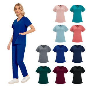 42025 à la mode col en v unisexe infirmière gommages médicaux remise personnaliser infirmière gommage vêtements fabricants femmes ensembles - Product Image 2