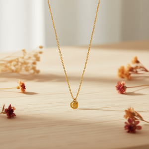 Collar de Acero Inoxidable con Colgante de Letra C, Chapado en Oro, Unisex, Joyería Clásica con Dije - Product Image 2