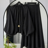 Ensemble pour femmes, mode décontractée, ensemble polyvalent en deux pièces, haut ample pour femmes + jupe, ensemble en deux pièces