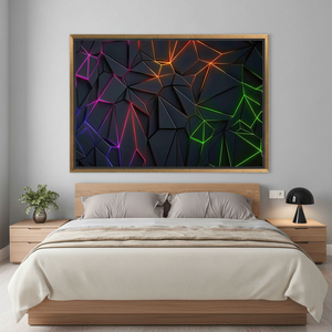 Modern Neon Geometric Wall Decor - Printed <b>Canvas</b> Artwork,GOLD <b>FRAMED</b> <b>CANVAS</b> - Product Image 3