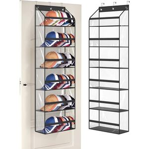 Clear Over The Door Hat Rack For Baseball Caps Large 72 Cap Storage Organizer Closet Wall Mount <b>Hook</b> Type Black Rectangle - Product Image 1