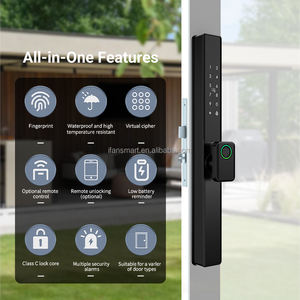 กุญแจล็อคประตูอัจฉริยะอลูมิเนียมกันน้ำระดับ IP67, ระบบล็อคดิจิตอล Tuya Wi-Fi รองรับการตรวจสอบสองชั้นสำหรับประตูบานเลื่อนกระจกแบบ KFC - Product Image 2