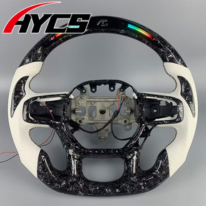 Volante Deportivo Personalizado <span class=keywords><strong>de</strong></span> Fibra <span class=keywords><strong>de</strong></span> Carbono Forjado con LED e Indicador <span class=keywords><strong>de</strong></span> RPM para Dodge RAM 1500 Rebel 2500 3500 4500 SRT TRX - Product Image 1