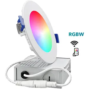 Đèn Âm Trần LED Tròn Mỏng Có Thể Điều Chỉnh Độ Sáng WiFi Thông Minh 6 Inch Bảng Điều Khiển Phẳng Tương Thích Google Home/Alexa