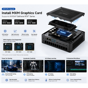 มินิพีซี Morshow I9-13900hx พร้อมการ์ดจอ Mxm รองรับการอัปเกรดเป็น Rtx 5060/5070/5080 เวิร์กสเตชันเดสก์ท็อปประสิทธิภาพสูงสำหรับงาน AI - Product Image 6