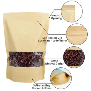 Sac d'emballage zip-lock en papier kraft personnalisé biodégradable réutilisable Doypack sacs alimentaires auto-scellants pour café moulu - Product Image 6