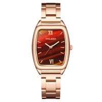 Montre pour femme avec boîtier carré écologique sur mesure, fabriquée en usine, bracelet en acier, mouvement à quartz