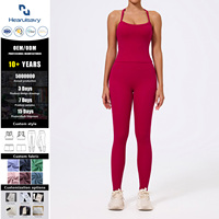 Ensembles de yoga 2 pièces pour femmes, personnalisables avec logo, respirants, imprimés, haut à col carré et bretelles spaghetti, leggings taille haute pleine longueur