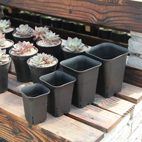 Creatieve 4 ''Zwart Plastic Bloempotten Plantenbakken Pot Trays Kleine Vierkante Potten Voor Succulenten