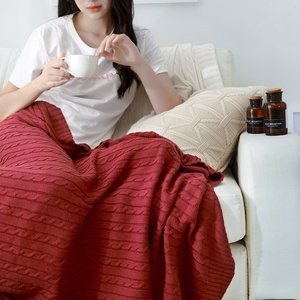 Manta de Lujo de Estilo Nórdico, Tejida con Hilo de Algodón Trenzado, para Sofá, Oficina, Siesta, Cama, Color Sólido - Product Image 4