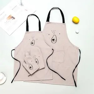 Conjunto de manopla y delantal para horno para niños, Set de mandil y mandil de algodón antiincrustante para pintura de cocina