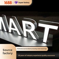 Personnalisé Mini LED Illuminé Acrylique Logo En Acier Inoxydable Boutique Porte Caractères Affichage Intérieur Bureau Lumineux Signe Éclairage