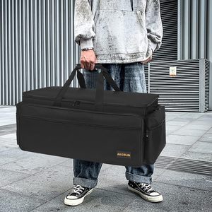 Free Sample Canvas <b>Cable</b> File <b>Bag</b> with 6 Detachable Dividers Zipper Closure High Capacity for Cords & DJ Gear - Product Image 4