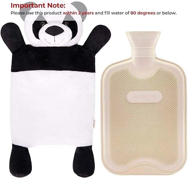 Premium Classic Rubber Hot and Cold Water Bottle with Cute Stuffed Panda Cover