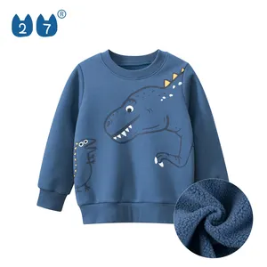 Toddler Kids Baby Boys Sweatshirts Blue Round Neck Long Sleeve Autumn Casual Fleeces Pullovers Tops