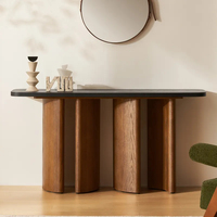 Table console en bois à colonne incurvée asymétrique Dream Home, plateau contrastant foncé, mobilier d'appoint moderne de designer pour hall d'entrée