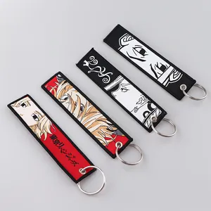 Llaveros bordados de Anime japonés, etiqueta de costura de punto de cruz <span class=keywords><strong>para</strong></span> motocicletas, llaveros de amigos, llave de moda - Product Image 3