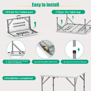 34'' Square <strong>Folding</strong> <strong>Card</strong> <strong>Table</strong> Fold-in-Half Portable Dining <strong>Table</strong> with Handle and Safety Lock Foldable Plastic Dining <strong>Table</strong> - Product Image 3