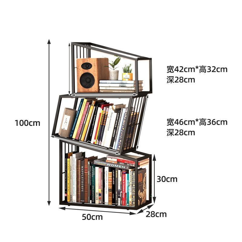 Three-tiered Athens Black Slanted Bookshelf