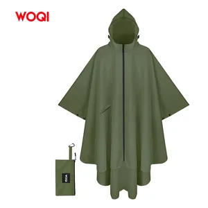 WOQI पोर्टेबल बहु-कार्यात्मक निविड़ अंधकार रेनकोट पोंचो डाकू के साथ पीवीसी Raincoats