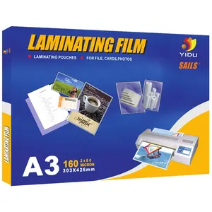 Yidu 150 micron Transparente Duplo Lados Laminação Térmica Malote Film A3 para Credenciais