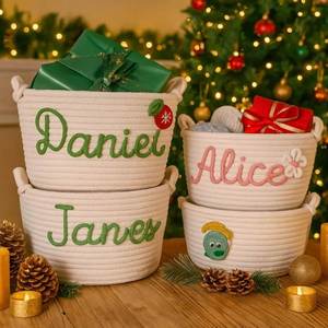 Panier de rangement moderne rustique en coton tressé personnalisé pour jouets de bébé, couches et cadeaux de naissance, idéal pour animaux de compagnie - Product Image 3