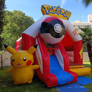 Château gonflable Poke Mon Moonwalk <span class=keywords><strong>Pikachu</strong></span> avec toboggan, combo gonflable Pokeball pour jardin, château gonflable dessin animé avec toboggan sec - Product Image 2