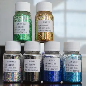 Commercio all'ingrosso di scintillio produttore polvere di metallo argento olografico fiocco PET pigmento
