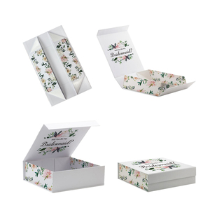 Оптовая продажа роскошная коробка для свадебных приглашений Цветочная упаковочная коробка на заказ розовая картонная фольга 2 мм бумажная Магнитная Подарочная коробка подружки невесты - Product Image 3