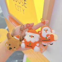 Porte-clés de Noël Kawaii, porte-clés en peluche Père Noël et rennes, breloques pour sac à main, porte-clés en peluche pour filles