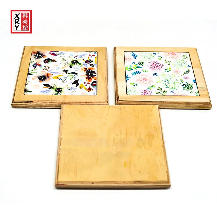 15cm 인쇄 사각형 세라믹 trivet 나무 프레임