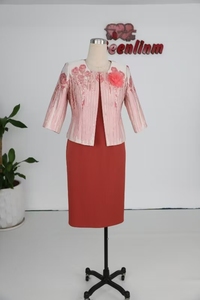 Tenues de luxe personnalisées pour la mère de la mariée, robe d'église avec deux ensembles de costumes pour femmes grandes tailles, tenue élégante - Product Image 4