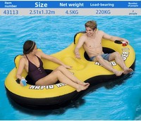 Île flottante gonflable en PVC, radeau, maison flottante, lit à coussin d'air, deux chaises longues pliantes aquatiques