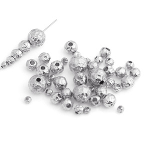 Perles en acier inoxydable martelées plaquées or, rondes et facettées, pour la fabrication de bijoux, colliers, bracelets, entretoises et enfilage DIY - Product Image 5