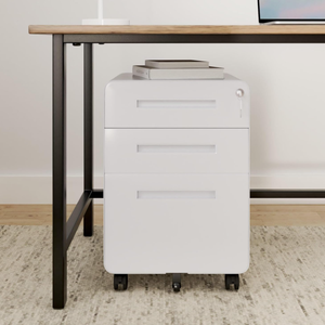 Classeur de bureau mobile à 3 tiroirs en acier Commode en métal à coin rond pouvant stocker plusieurs articles - Product Image 2