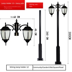 Lámpara de Jardín Exterior con Globo de Vidrio de 300 cm, Poste de Metal IP66, Bombilla LED A19, CA 220 V, Energía Solar, Sensor de Movimiento, Garantía de 10 Años - Product Image 6