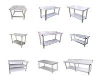 Table de travail en acier inoxydable pour cuisine commerciale, directement de l'usine, revêtement autonettoyant, modulaire, extensible, capacité robuste