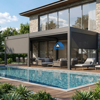 Pergola bioclimatique en aluminium motorisée, intelligente, résistante à la pluie, à toit réglable, pour espaces de vie extérieurs