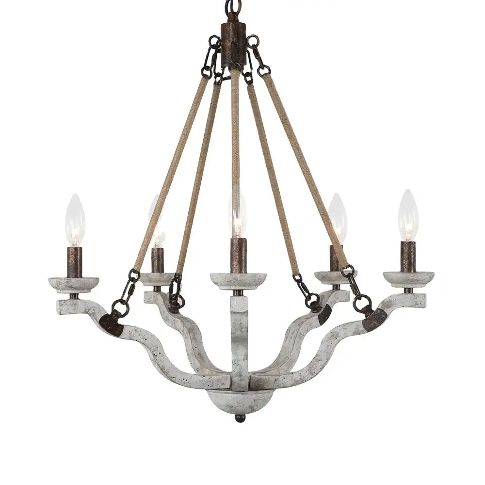 Living Room Bedroom Modern Candle Chandelier 5 Lamp Ceiling Chandelier Vintage Indoor Retro Loft Hanging Pendant Light