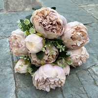 Buket Peony Buatan Tangan Grosir, Bunga Peony Sutra Buatan, Buket Peony Palsu, Dekorasi Pernikahan, Hari Valentine