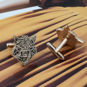 卸売 スーツブレザー メタル メンズ ウルフカフスセット ジェムストーン ボタンカバー ライオンヘッドスタッズ カスタム ゴールド ライオン カフリンクス メンズ用 - Product Image 5