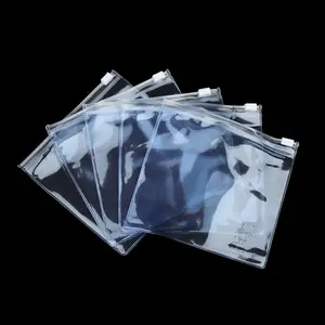 15 # Glossy Trắng Màu Xanh Trong Suốt PVC In Ấn Zipper Đóng Gói Túi Nhựa Phẳng Đồ Trang Sức Bao Bì Túi