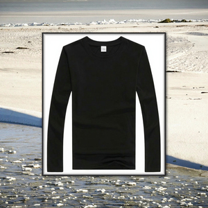 T-shirt pour homme en jersey uni à col rond et manches longues, 100% polyester, 180 grammes, de haute qualité, décontracté, à imprimer - Product Image 3