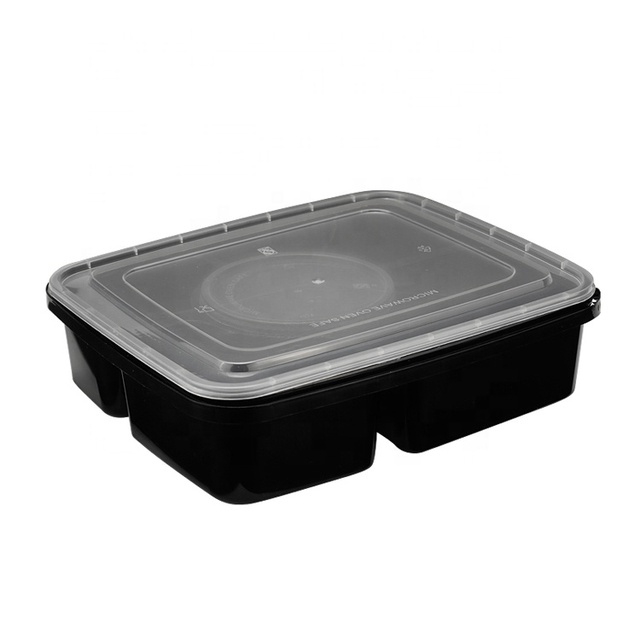 5-Comp Disposable Plastic Food Container With Lock Lid Takeaway Microwaveable Safe Lunch Box
