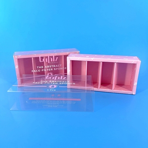 Tùy Chỉnh Màu Hồng Giấy Bao Bì Trang Điểm Hộp Công Cụ Dập Nổi Thiết Kế Với Pet Tay Áo Bọt Xốp Khay Cho Mỹ Phẩm - Product Image 1