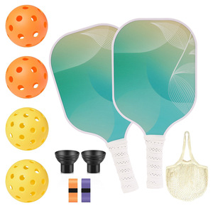 Juego de raquetas de pickleball con 4 pelotas, bolsa de malla y accesorios, hoja de fibra de carbono aprobada por la USAPA, agarre horizontal - Product Image 1
